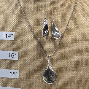 Vintage Brighton Silvertone Twirl Necklace & French Wire Earrings Set Women's